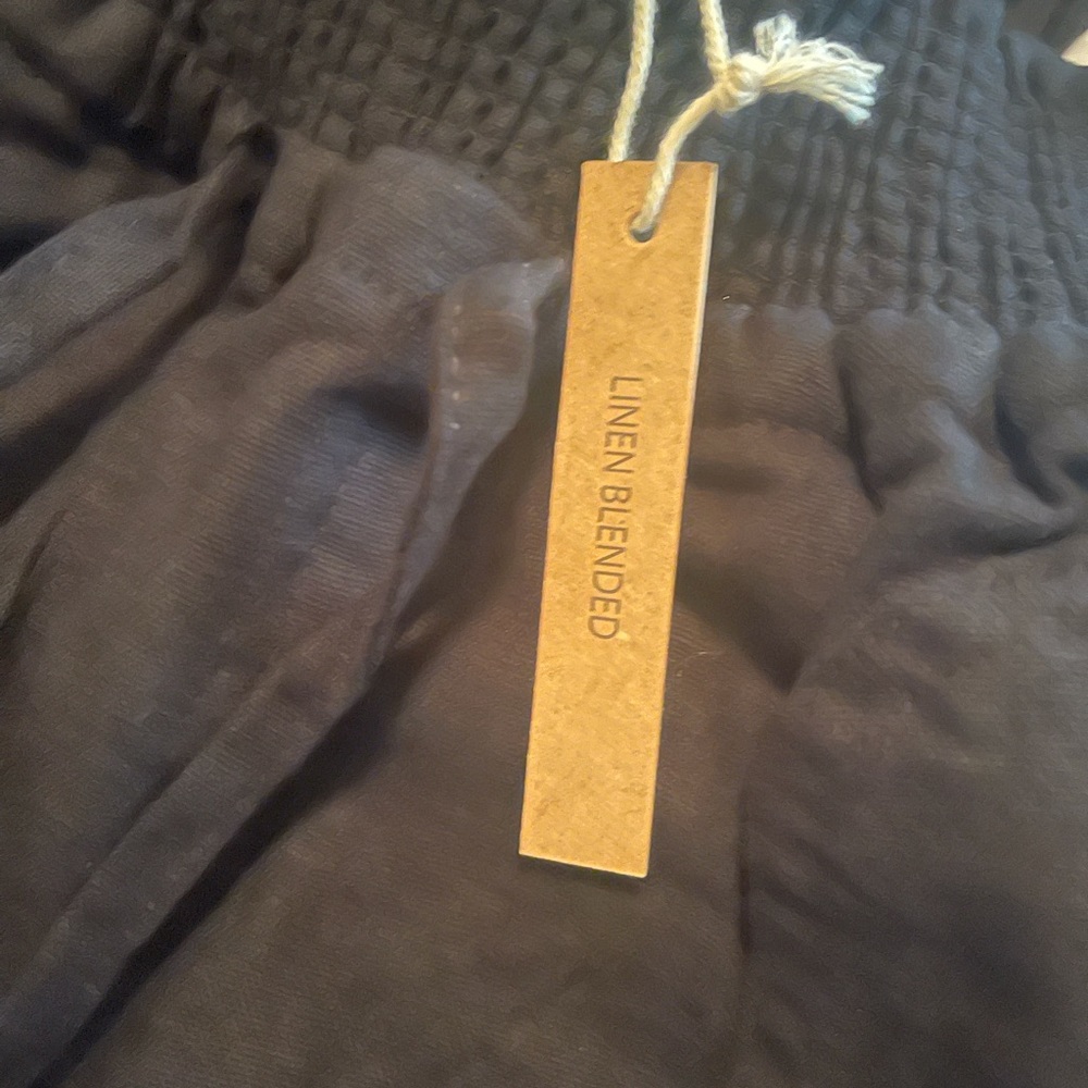 Black linen jogger L